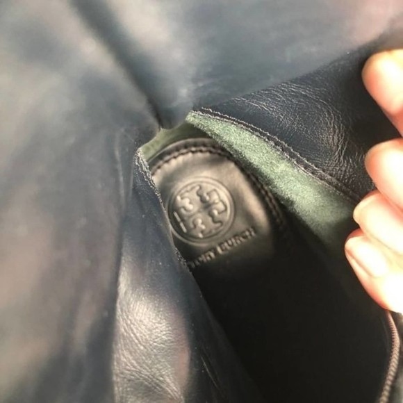 Tory Burch Cassidy Black and Blue Suede Floral Embroidered Lace Up Booties 8.5 - Picture 12 of 16